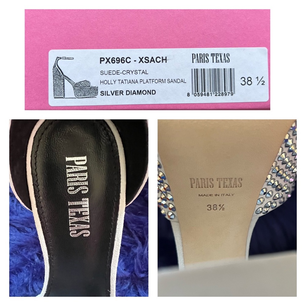 🛑 SOLD 🛑New! PARIS TEXAS Holly Tatiana Block Heel Crystal Platform Sandals - Picture 17 of 17